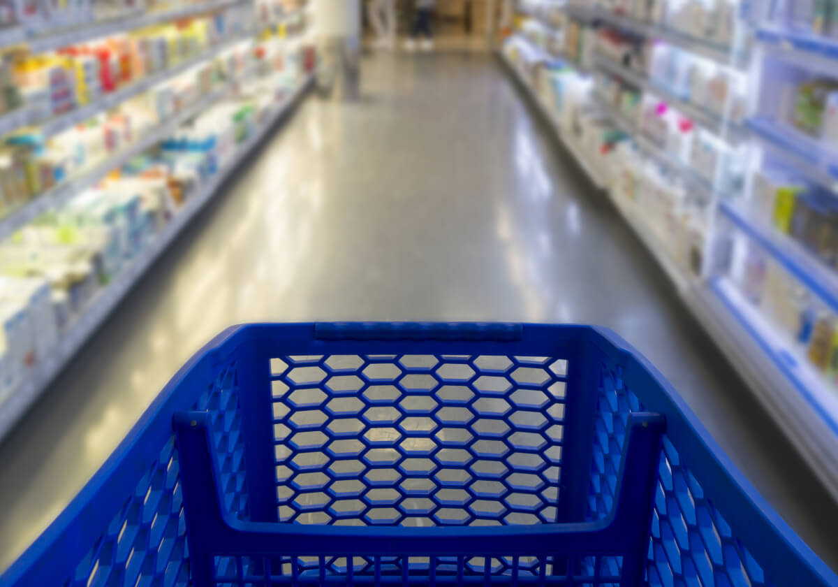 A supermarket trolley
