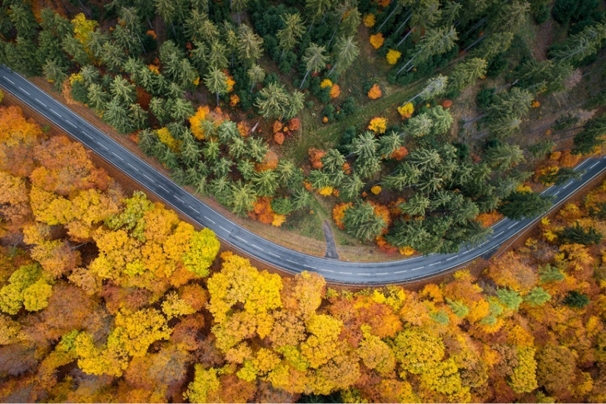 Arial photo of a road